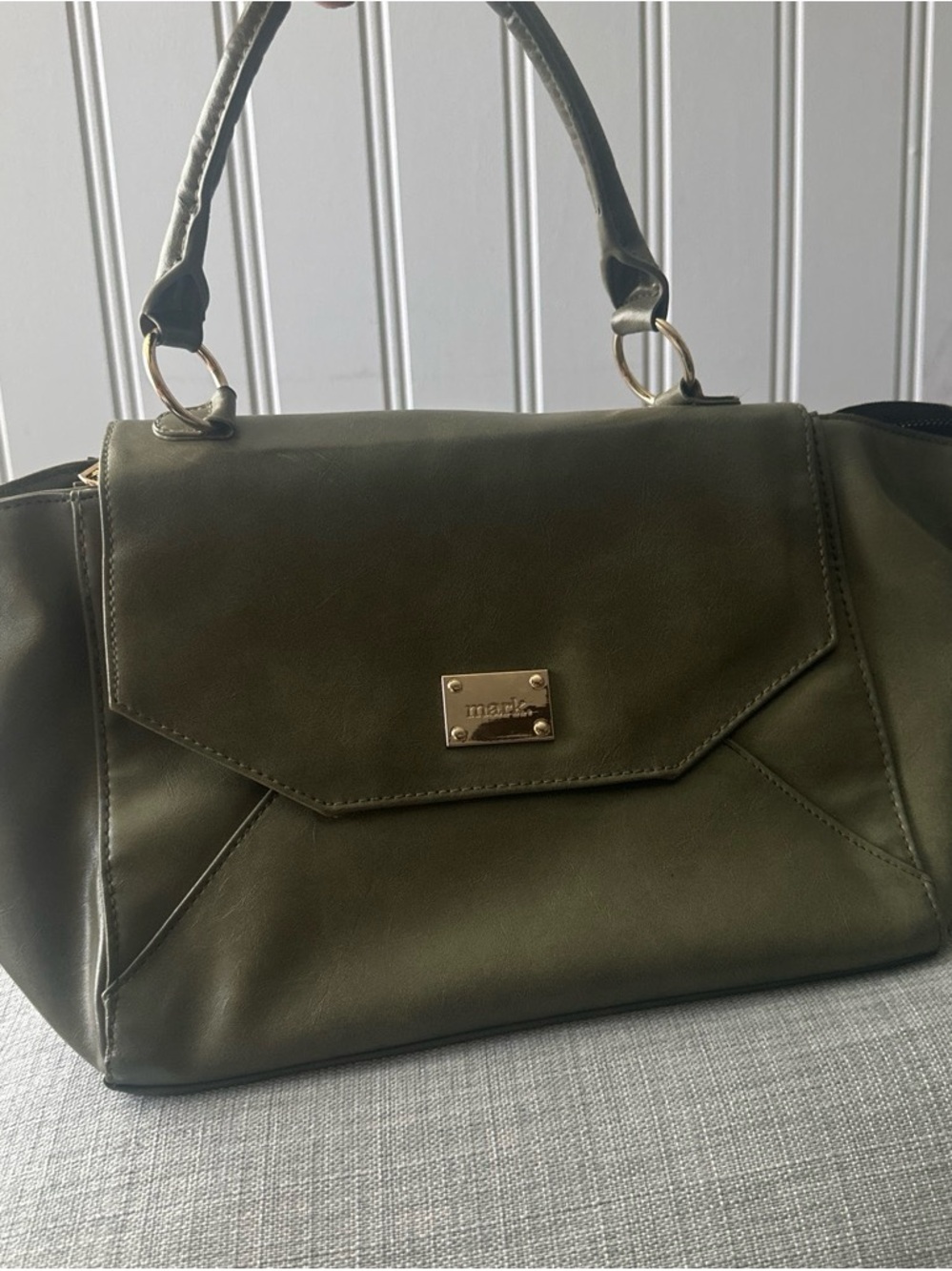 mark. Olive Green Top-Handle Satchel with Gold Hardware